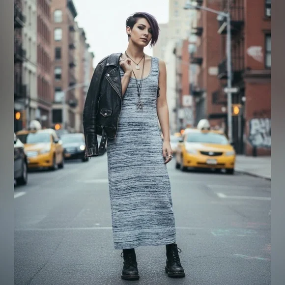 New MaxMara Leisure Biglia Marbled Navy Blue Knit Midi Dress Size Medium - Picture 2 of 10